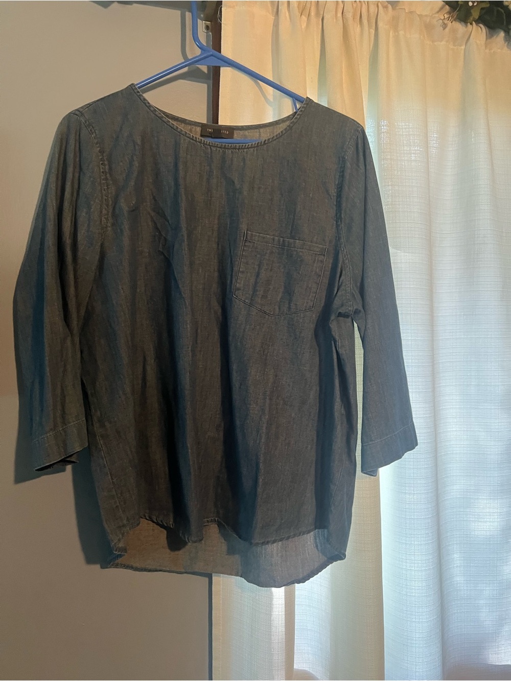 The Limited Chambray Pocket Top - Blue